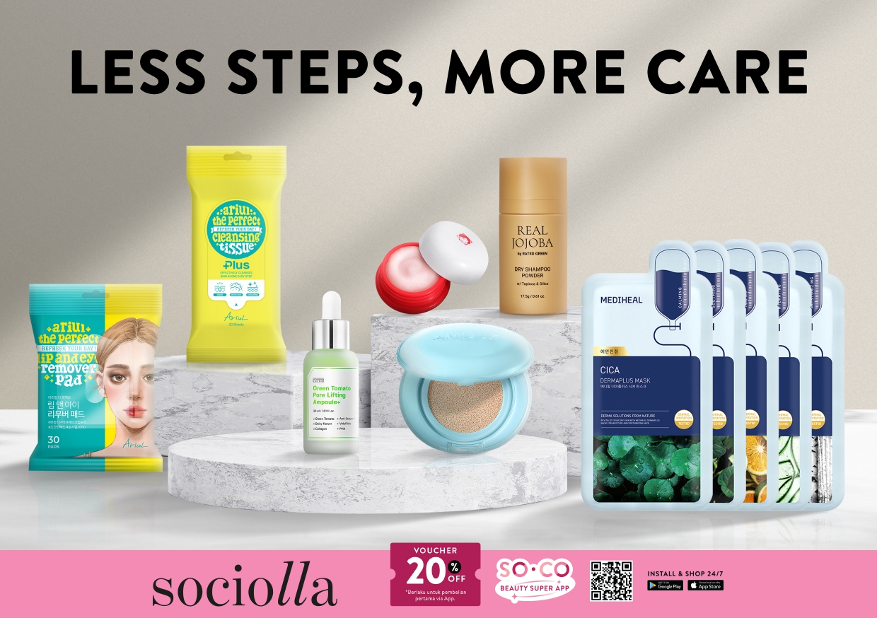 Ilustrasi less steps more care untuk artikel Less steps more care: Sociolla Perkenalkan "Less Steps, More…
